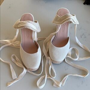 NEW J. Crew Made-In-Spain Cream Espadrille Wedges
